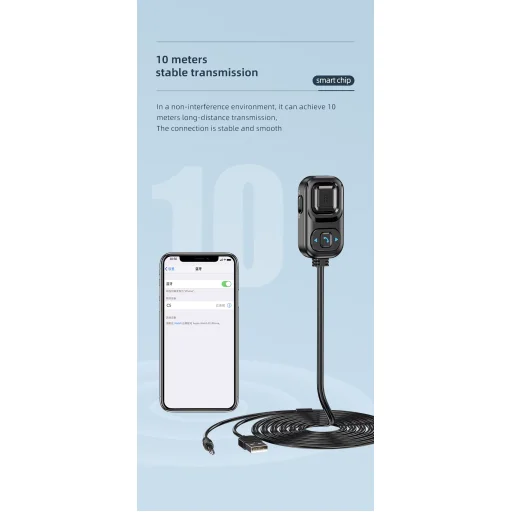 HIGI C5 Bluetooth 5.0 vezeték nélküli audió adapter, autós kihangosító és zenelejátszó funkcióval - 15