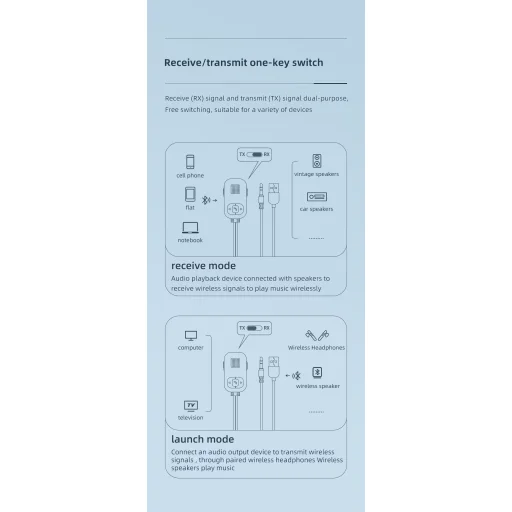 HIGI C5 Bluetooth 5.0 vezeték nélküli audió adapter, autós kihangosító és zenelejátszó funkcióval - 6