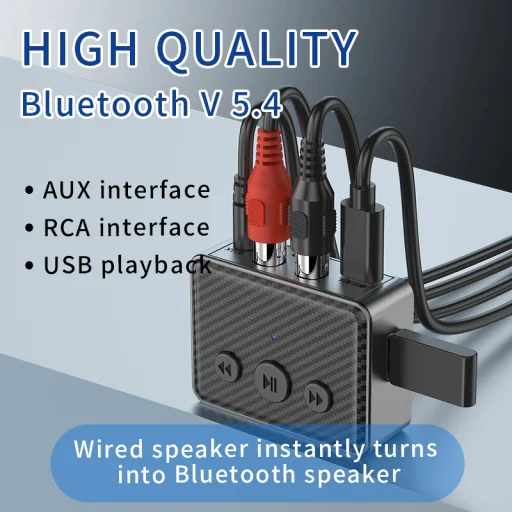 Bluetooth 5.4 R21 vezeték nélküli audió vevő, AUX csatlakozóval, autós és TV-s zenelejátszáshoz, RCA - 5