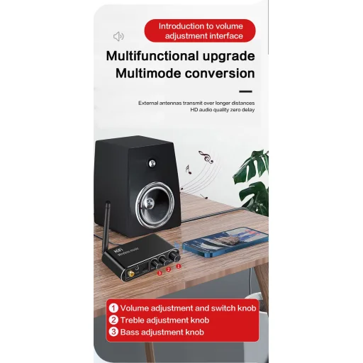 Optikai és koaxiális digitális–analóg audió átalakító Bluetooth audió vevővel és USB MP3 lejátszó funkcióval T01 - 8