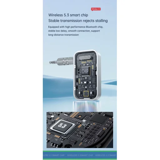 T67 Bluetooth 5.3 hordozható AUX audió vevő és adó, autós kihangosító és sztereó rendszer kompatibilitással - 7