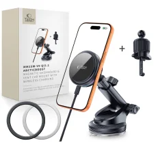 Tech-Protect V9 Arcticboost Magnetic Magsafe Műszerfal & Szellőző Autós Tartó Vezeték Nélküli Töltő 25W Qi2.2 Fekete