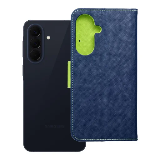 Samsung Galaxy A57 FANCY knižkové puzdro - tmavomodré / limetkové puzdro - 9