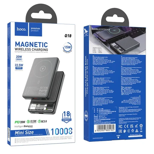 Powerbanka kompatibilná s MagSafe Hoco 10000 mAh QC3.0 PD 3A 22,5W Q18 čierna - 4