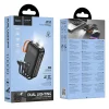 Hoco Powerbank 10000 mAh 2A beépített kábelekkel USB A + USB C + Lightning + Micro USB és dupla lámpa J151 fekete, thumbnail
