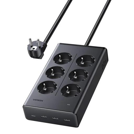 UGREEN S622 elosztó, 20W, 6xAC, 3xUSB, USB-C, 1,5m kábel - 2