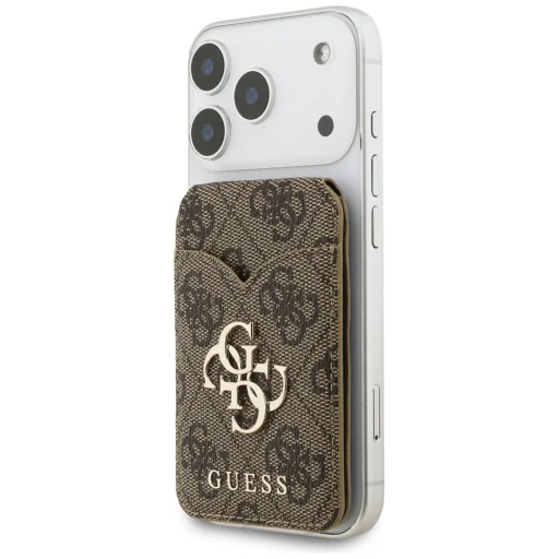 Guess PU 4G Mirror MagSafe držiak na karty a stojan hnedý - 2