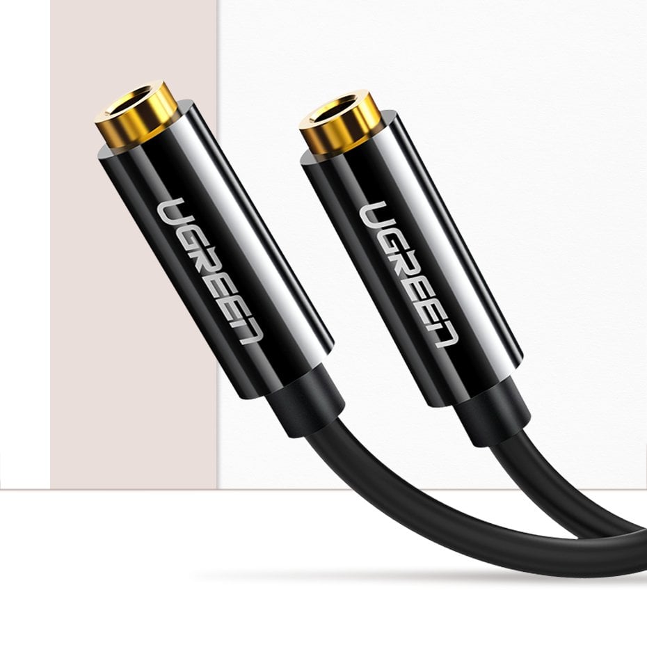 Ugreen AUX 3.5mm-es mini jack elosztó adapter kábel 25cm fekete (20816)-5