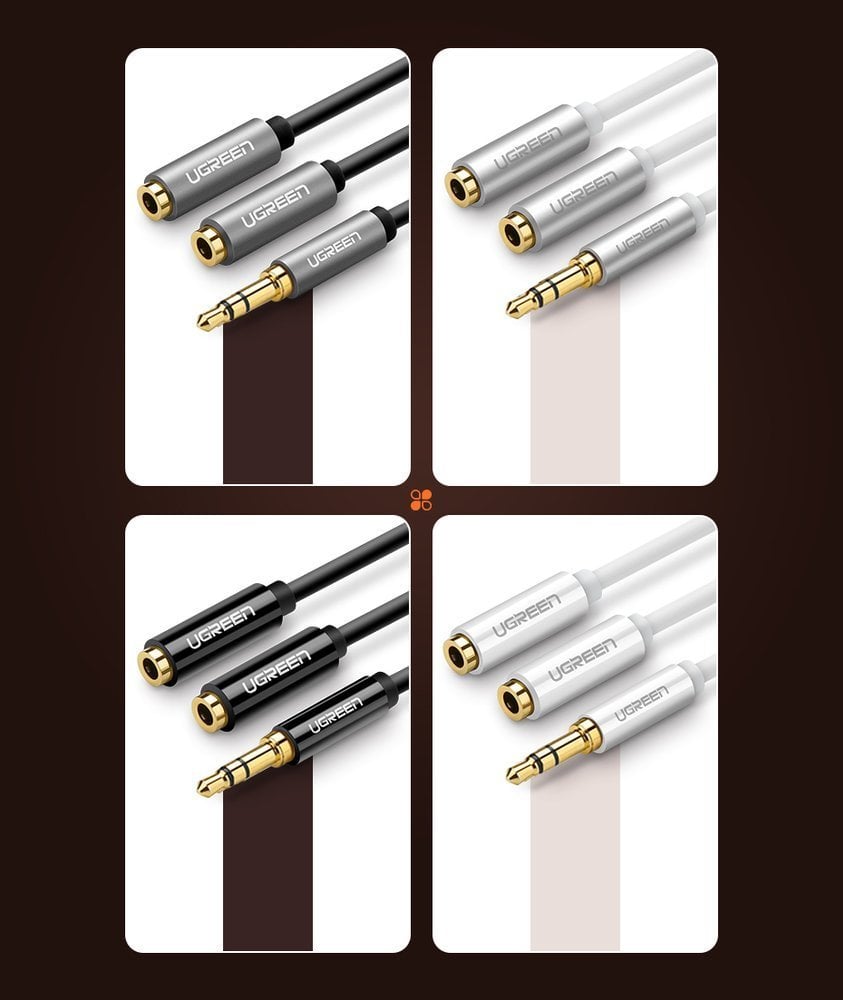 Ugreen AUX 3.5mm-es mini jack elosztó adapter kábel 25cm fekete (20816)-9
