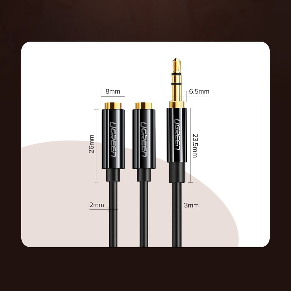 Ugreen AUX 3.5mm-es mini jack elosztó adapter kábel 25cm fekete (20816)-8