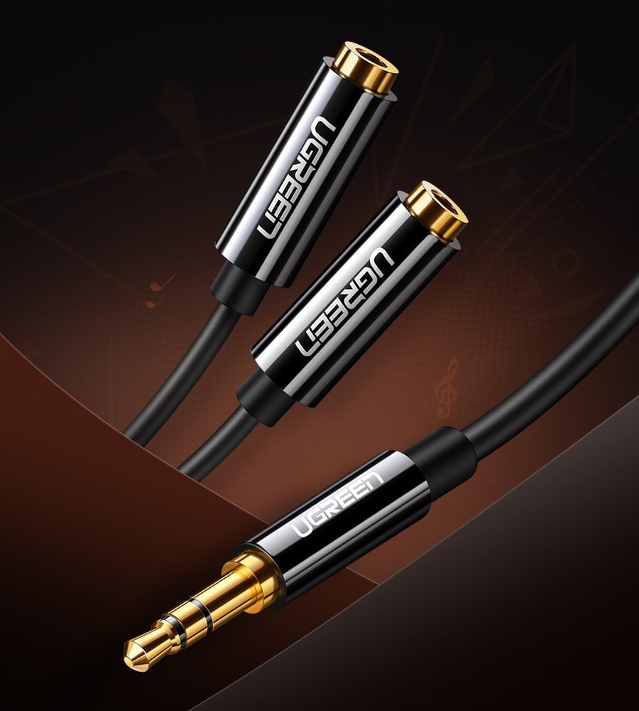Ugreen AUX 3.5mm-es mini jack elosztó adapter kábel 25cm fekete (20816)-1