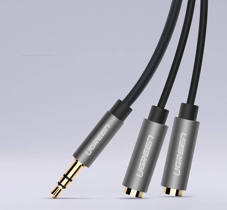 Ugreen AUX 3.5mm-es mini jack elosztó adapter kábel 20cm ezüst (10532)-7