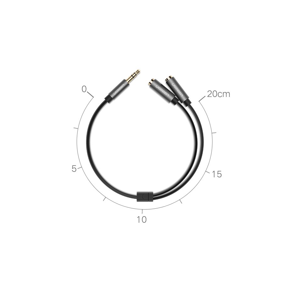 Ugreen AUX 3.5mm-es mini jack elosztó adapter kábel 20cm ezüst (10532)-6