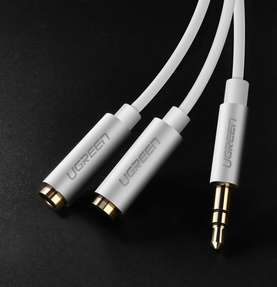 Ugreen AUX 3.5mm-es mini jack elosztó adapter kábel 20cm ezüst (10532)-5