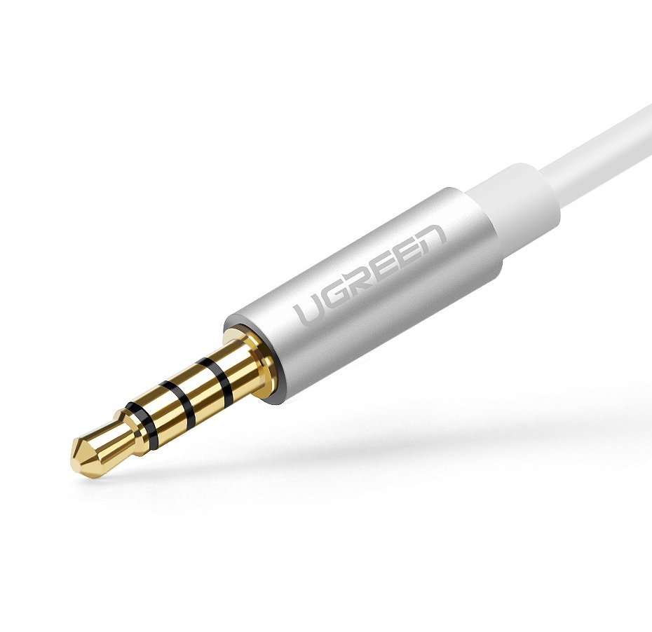 Ugreen AUX 3.5mm-es mini jack elosztó adapterkábel mikrofon bemenettel, 20cm ezüst (30619)-3