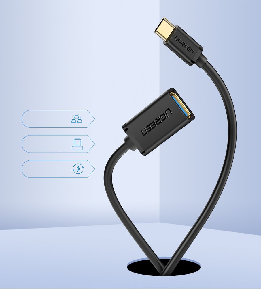 Ugreen USB/USB-C Type-C 3.0 OTG kábel/ átalakító adapter fekete-10