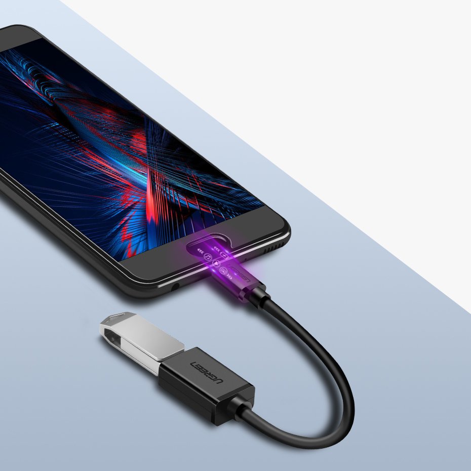 Ugreen USB/USB-C Type-C 3.0 OTG kábel/ átalakító adapter fekete-4