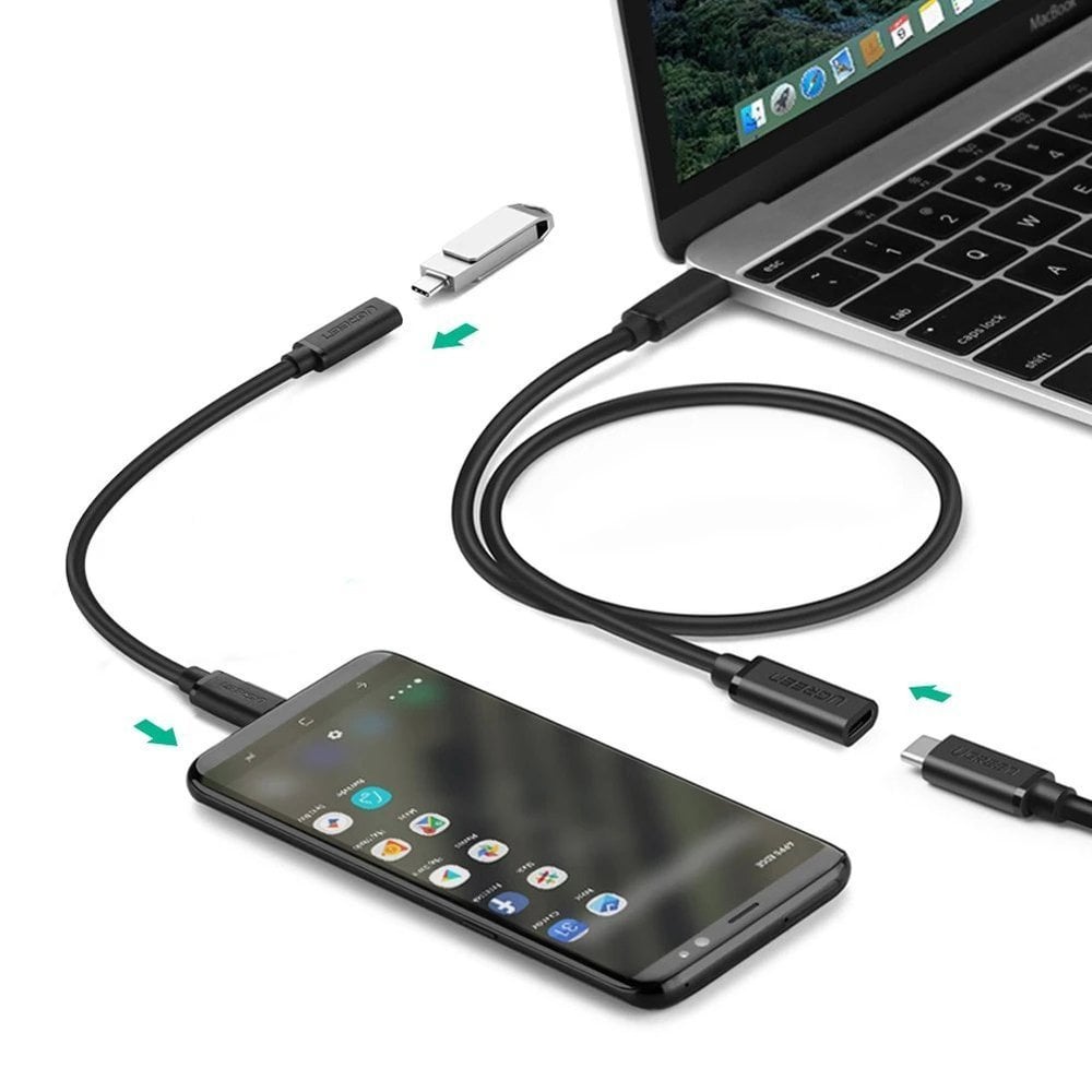 Ugreen USB Type-C 3.1 apa - USB Type-C 3.1 anya kábelhosszabbító 0.5m fekete-1