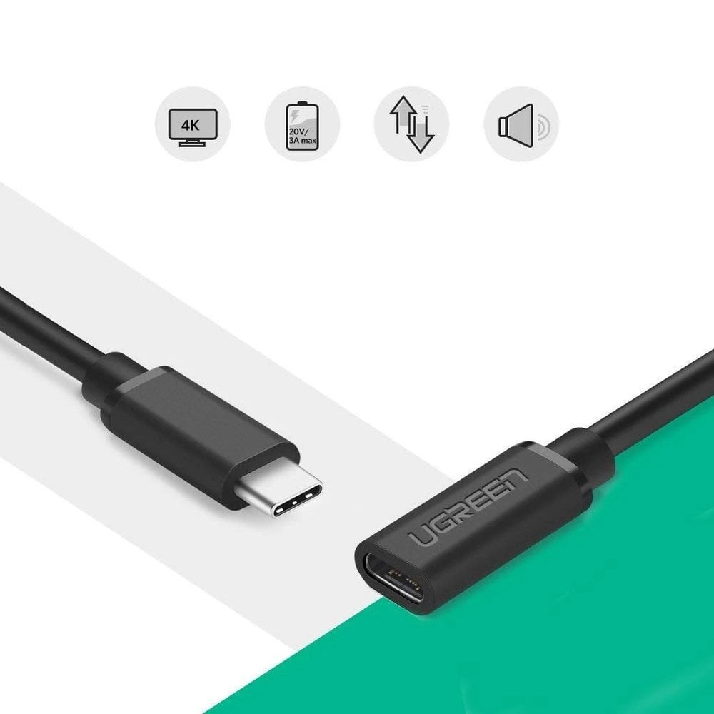 Ugreen USB Type-C 3.1 apa - USB Type-C 3.1 anya kábelhosszabbító 0.5m fekete-2