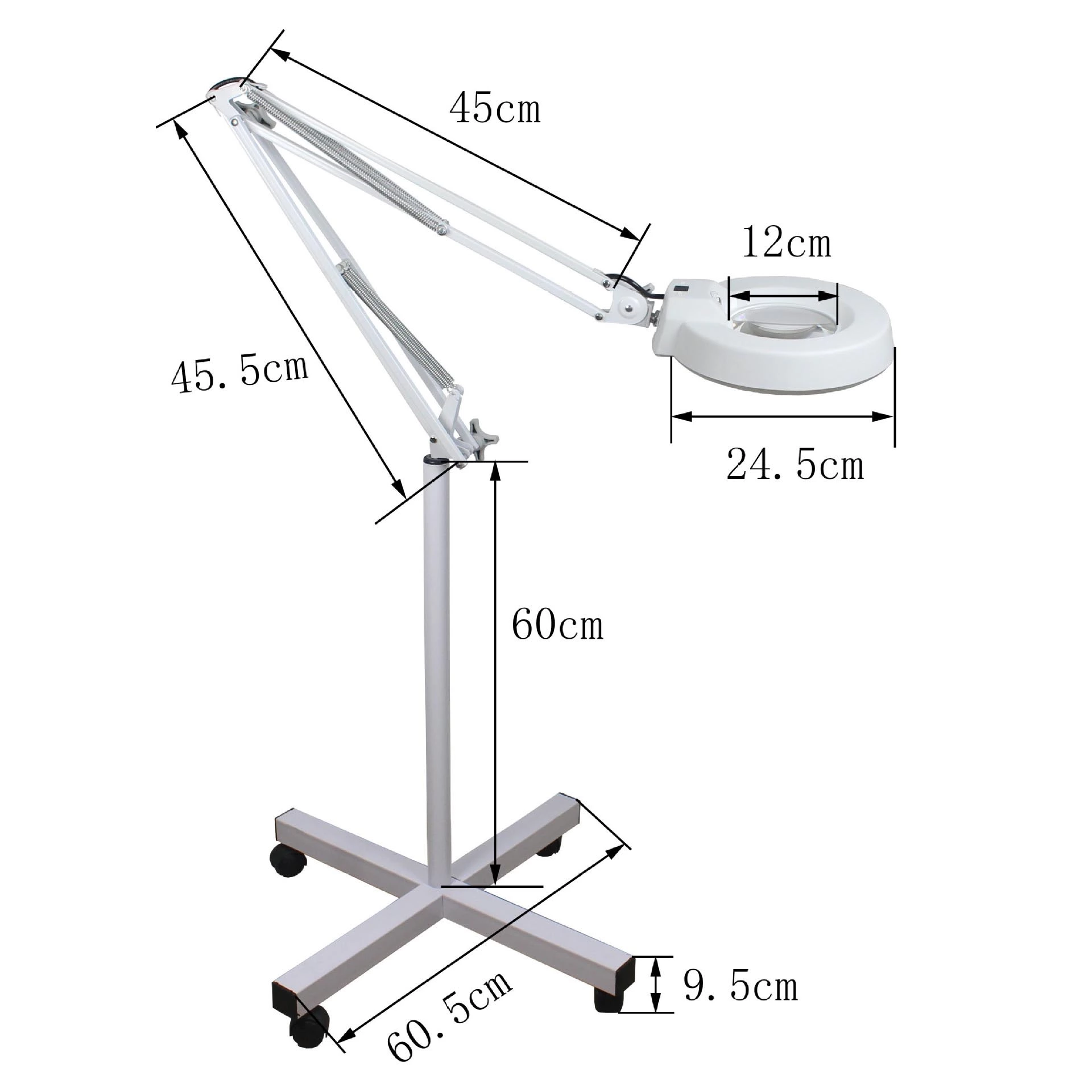 T-86E álló LED-es kozmetikai lámpa, sminklámpa 55W, 8x nagyítással gurulós-1