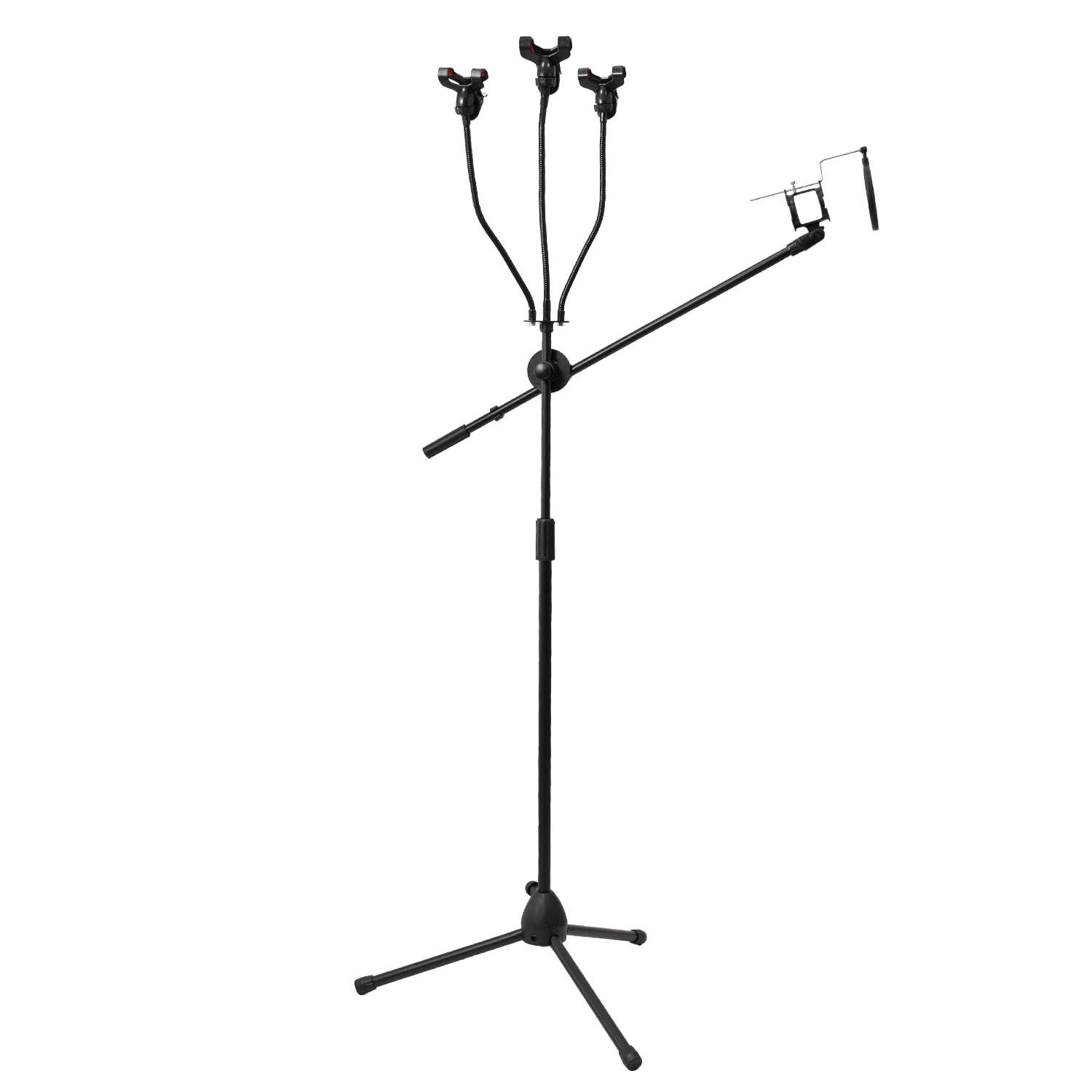 Mikrofonállvány 180cm, karral, 3db csíptethető univerzális tartóval, mikrofontartóval + popfilter-0