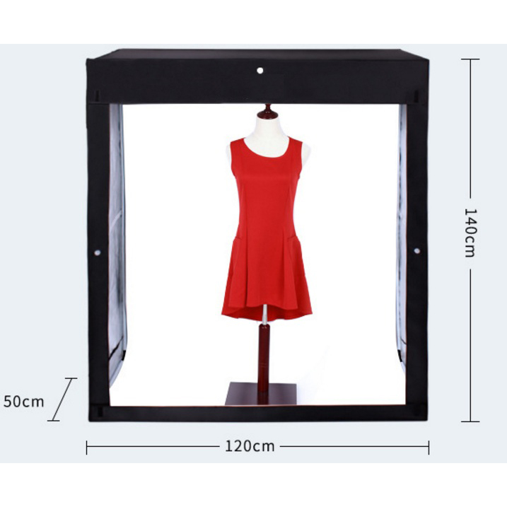 Fotódoboz, fotosátor 120x50x140cm 3db háttérrel 200W LED, hordozható fotostudio-5