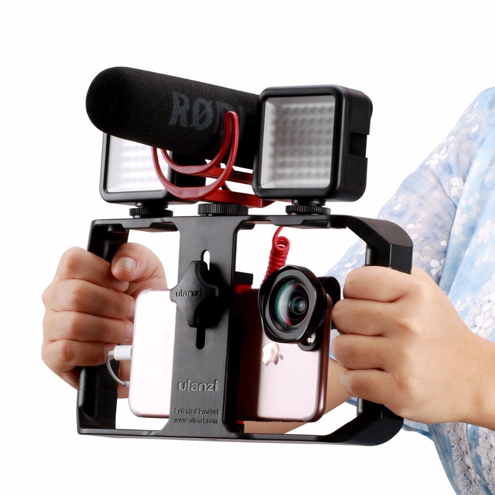ULANZI U-Rig Pro videós mobiltelefon rig állványra szerelhető, 1/4-es furatokkal, 3 vakupapucs foglalattal (0673)-1