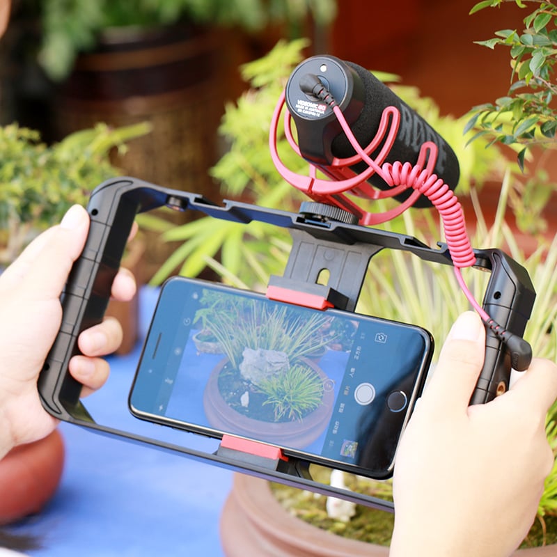 ULANZI U-Rig Pro videós mobiltelefon rig állványra szerelhető, 1/4-es furatokkal, 3 vakupapucs foglalattal (0673)-3