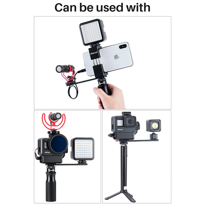ULANZI PT-7 vlogger tartókonzol fényképezőhöz/mobiltelefonhoz 1/4 furatokkal, vakupapucs foglalattal (1391)-4