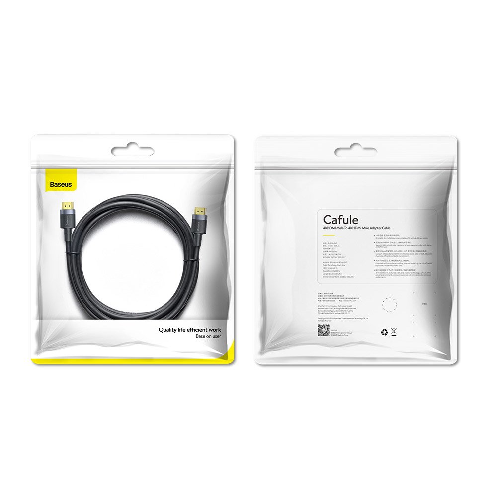 HDMI 2.0 kábel 4K 60 Hz 3D 18 Gbps 3m fekete Baseus Cafule (CADKLF-G01)-13