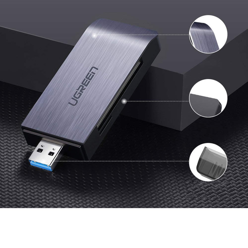 Ugreen USB 3.0 SD / micro SD kártyaolvasó szürke (50541)-8