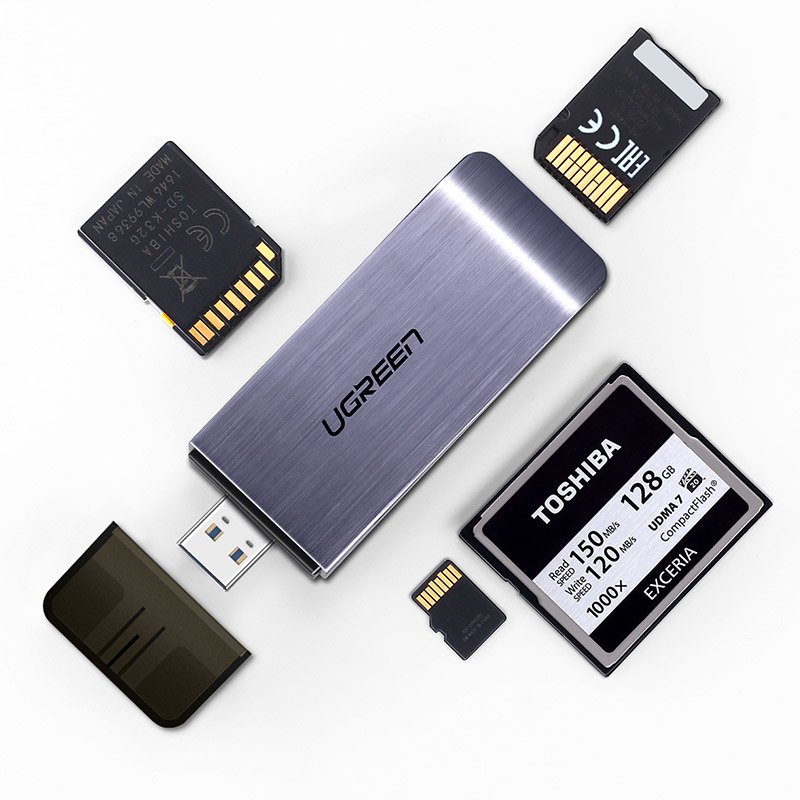 Ugreen USB 3.0 SD / micro SD kártyaolvasó szürke (50541)-2