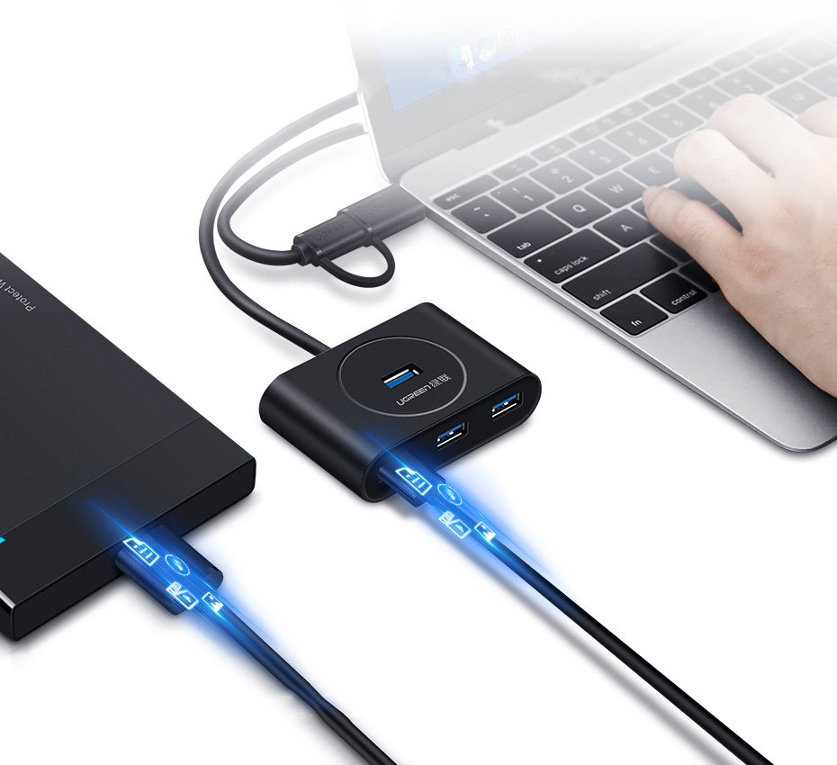 Ugreen USB 3.0 OTG elosztó 4x USB fekete (20290)-2