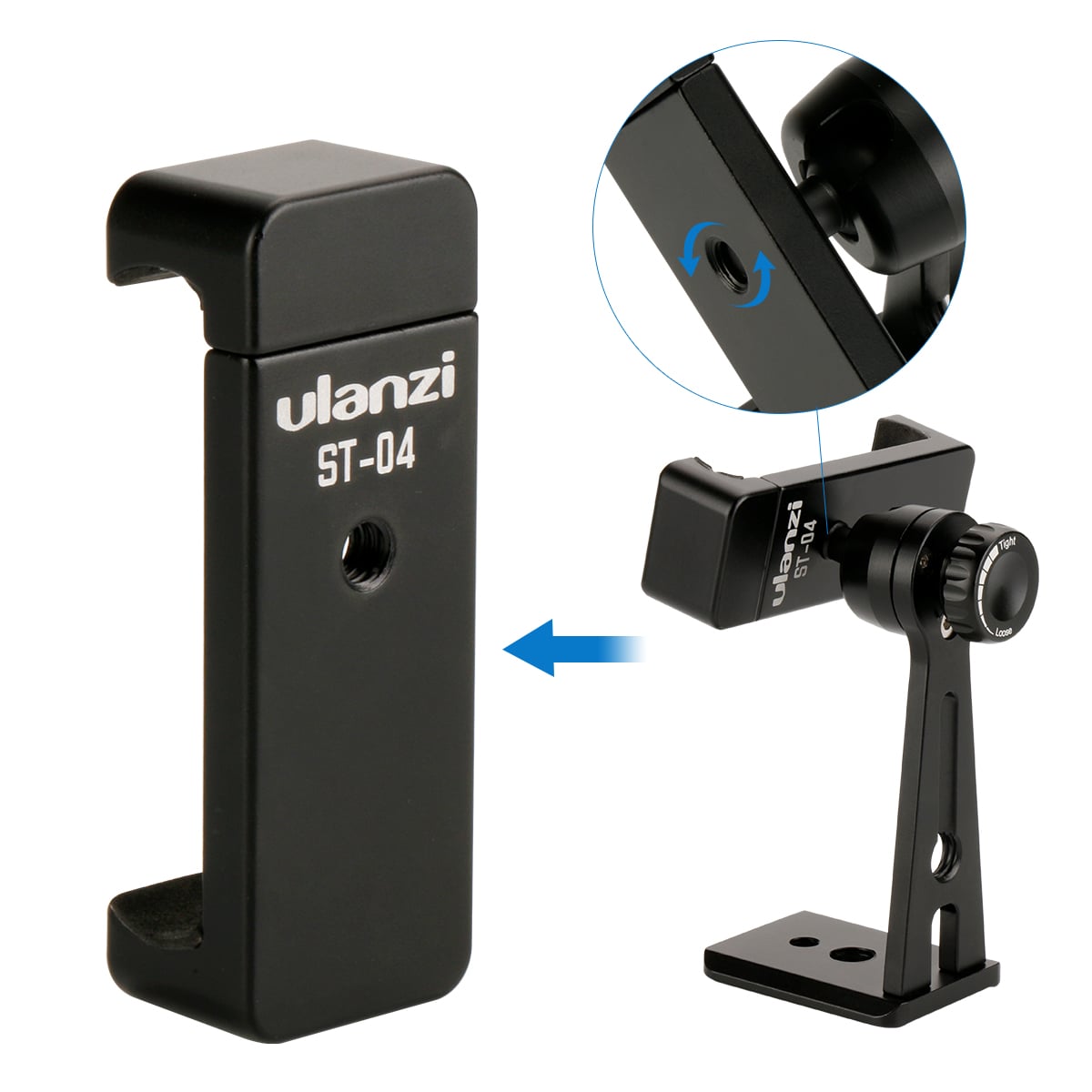 ULANZI ST-04 360 fokban állítható alumínium mobiltelefon rögzítő, telefontartó adapter 1/4-es furattal-6