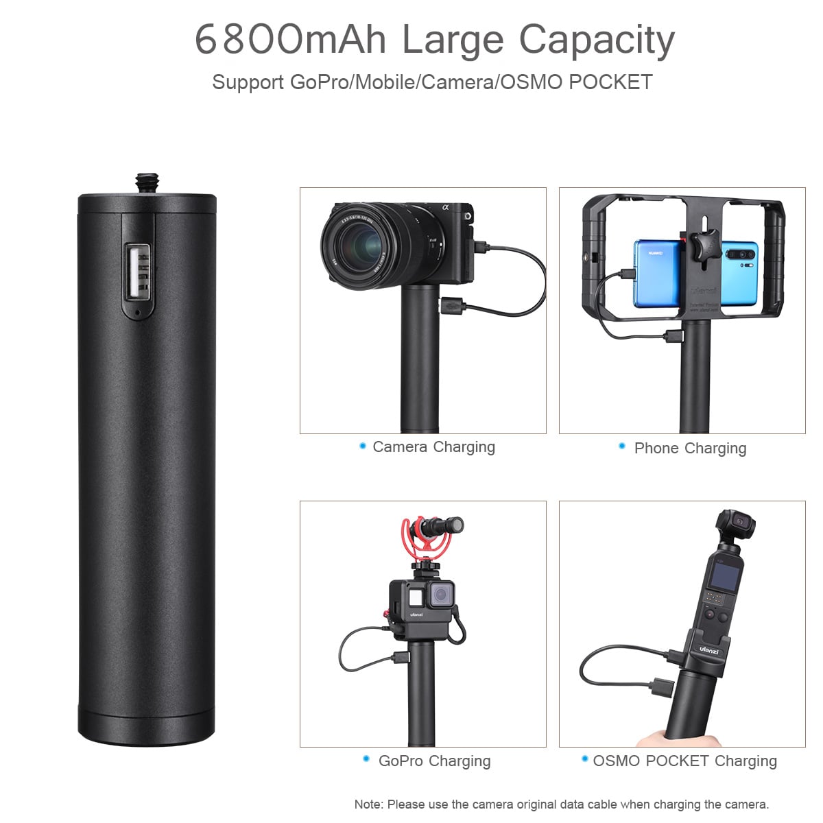 ULANZI BG-2 akkumulátor grip, markolat 6800mAh powerbank 1/4 csatlakozással-5