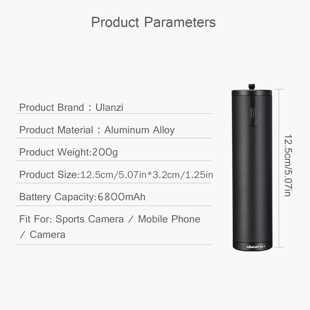 ULANZI BG-2 akkumulátor grip, markolat 6800mAh powerbank 1/4 csatlakozással-4