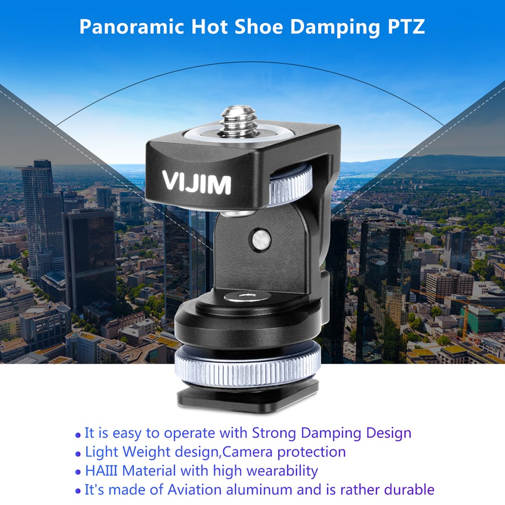 ULANZI VIJIM VK-2 monitortartó 1/4-es csatlakozóval, vakupapucs adapterrel-3