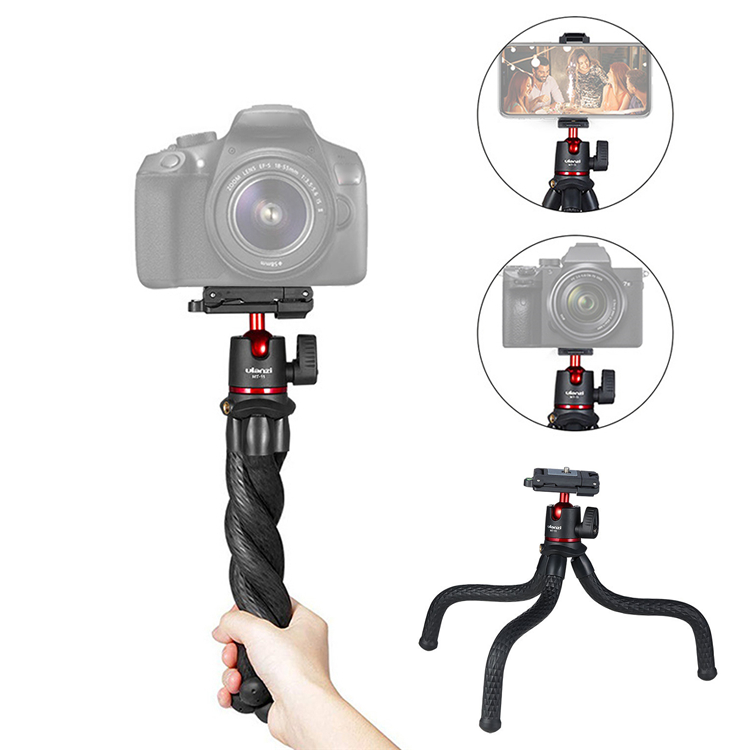 ULANZI MT-11 flexibilis mini tripod, állvány 360 fokos gömbfejjel, mobiltelefon tartóval, 1/4-es csatlakozással (1907)-0
