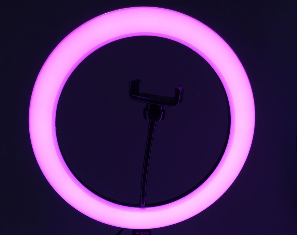 RGB LED körlámpa, körfény 30cm ring light, 2m állvánnyal-4