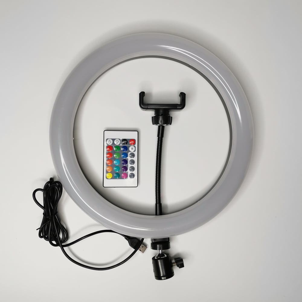 RGB LED körlámpa, körfény 30cm ring light, 2m állvánnyal-5