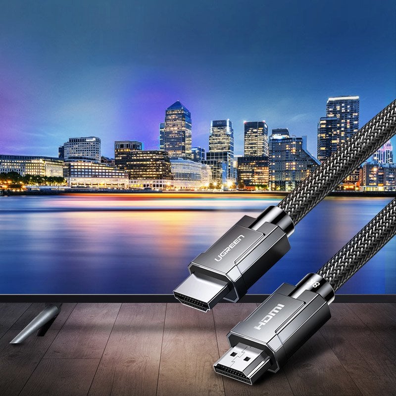 Ugreen HDMI 2.1 kábel 8K 60 Hz / 4K 120 Hz 3D 48 Gbps HDR VRR QMS ALLM eARC QFT 2 m szürke (HD135 70321)-1