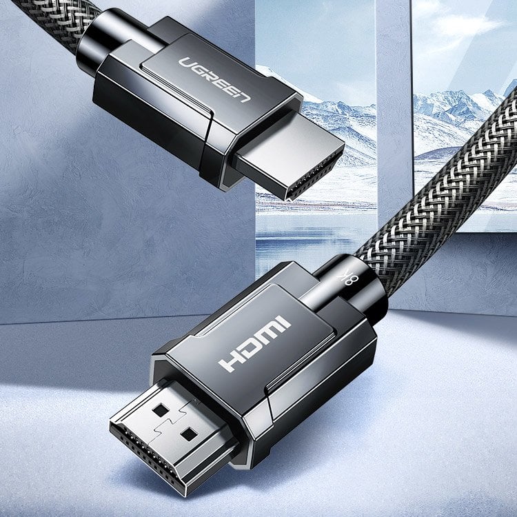 Ugreen HDMI 2.1 kábel 8K 60 Hz / 4K 120 Hz 3D 48 Gbps HDR VRR QMS ALLM eARC QFT 2 m szürke (HD135 70321)-6