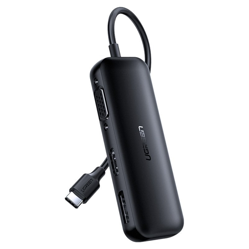 Ugreen adapter konverter VGA / DisplayPort V1.2a / HDMI V2.0b 4K@60 Hz - USB Type C fekete (60568 CM260)-0