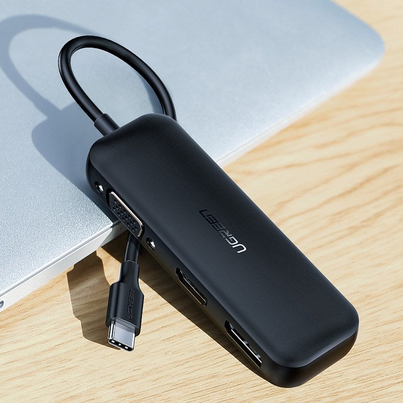 Ugreen adapter konverter VGA / DisplayPort V1.2a / HDMI V2.0b 4K@60 Hz - USB Type C fekete (60568 CM260)-5