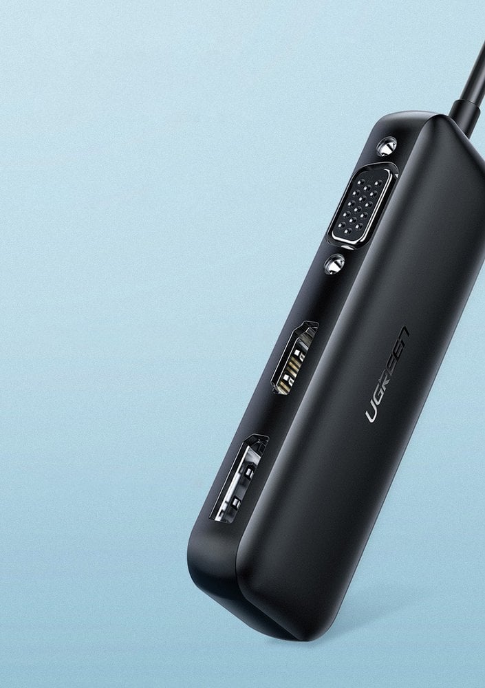 Ugreen adapter konverter VGA / DisplayPort V1.2a / HDMI V2.0b 4K@60 Hz - USB Type C fekete (60568 CM260)-1