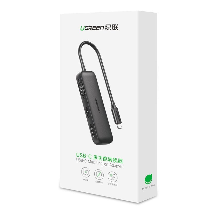 Ugreen adapter konverter VGA / DisplayPort V1.2a / HDMI V2.0b 4K@60 Hz - USB Type C fekete (60568 CM260)-12