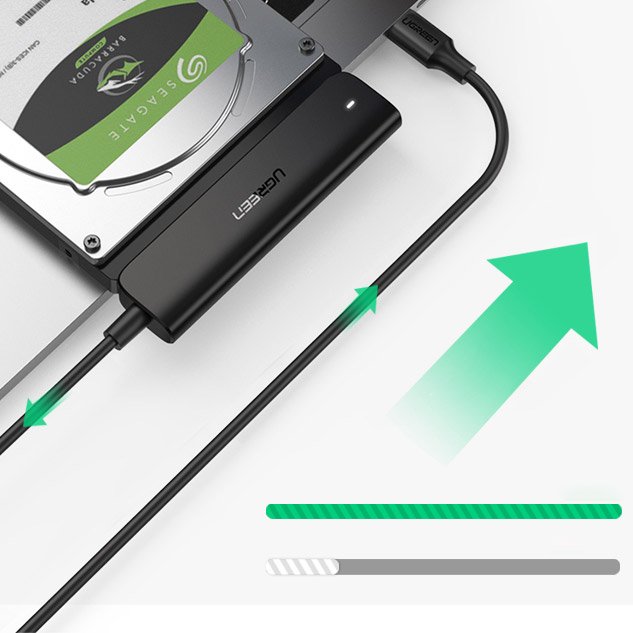 Ugreen SATA adapter 2,5'' Type-c USB-C 3.2 Gen 1 (SuperSpeed USB 5 Gbps) fekete (70610 CM321)-14