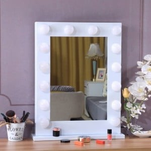 Hollywood tükör 60x80cm (DC117-6A) sminkes tükör fehér 14x3W LED sminktükör álló