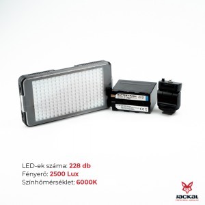 Jackal LED-228 led panel, videólámpa 6000K + NP-F970 akkumulátor