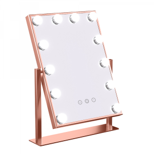 Hollywood tükör (HW-DC117-1-ROSEG) sminkes tükör rozéarany 12x3W LED, asztali sminktükör
